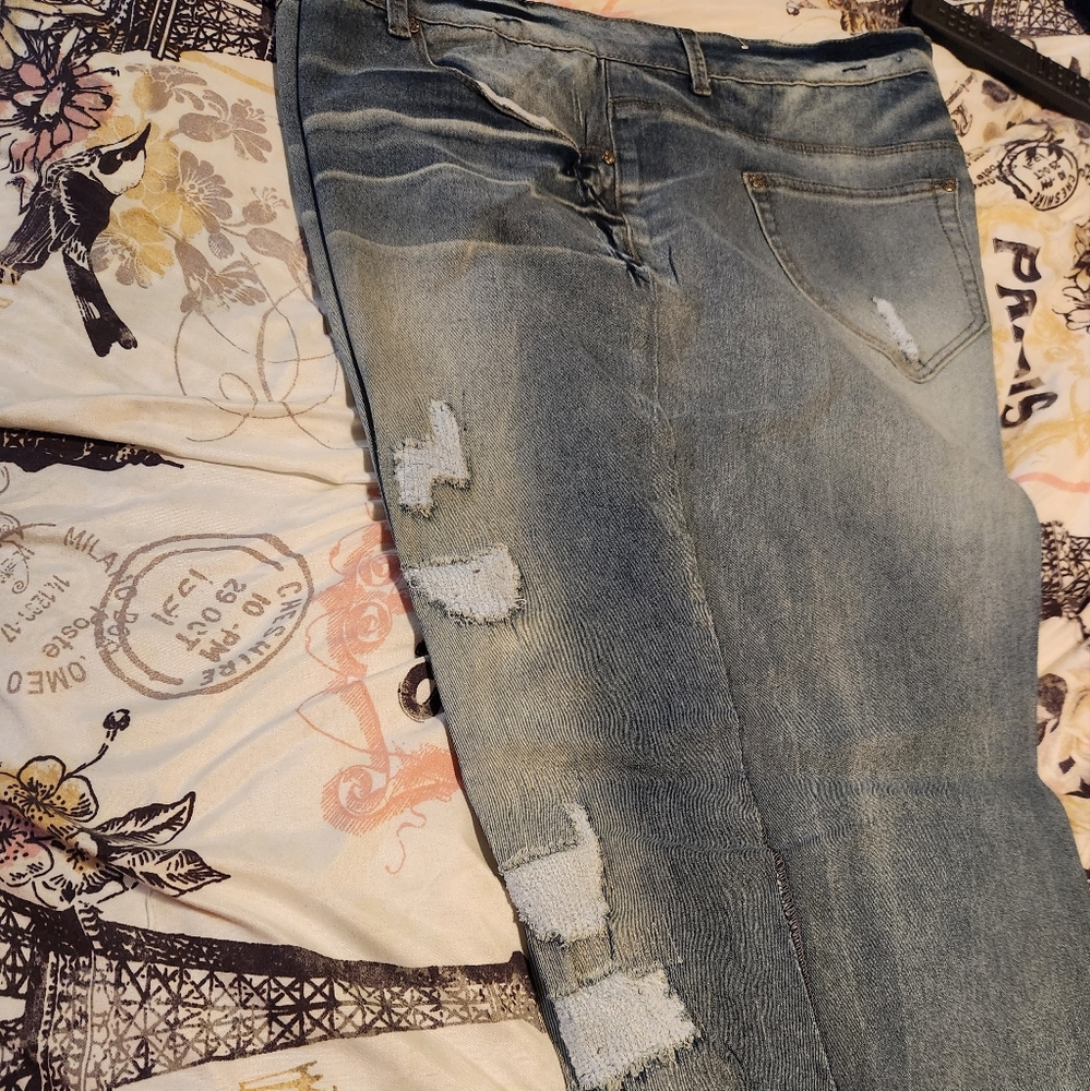 Plus Size Distress Jeans